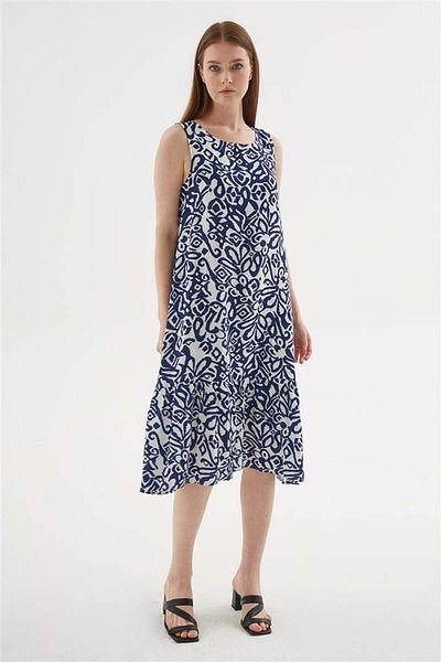 Fashion Friends Rochie din vascoza cu model albastru