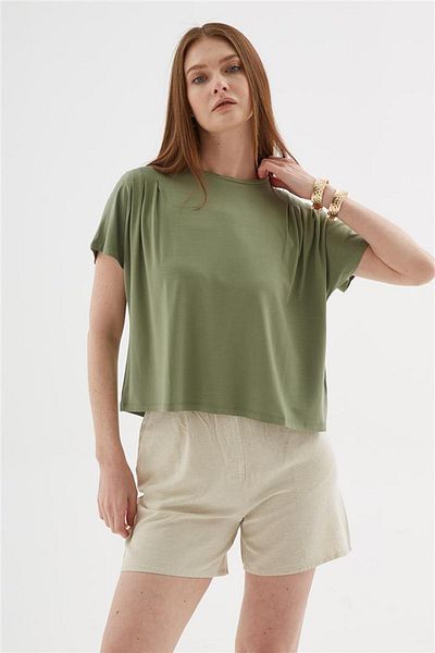 Fashion Friends Μπλούζα Crop από βισκόζη Khaki Textile Manufacturer Προμήθειες για την Εφαρμογή Κάντε κλικ για τον Περιοχή Κάντε κλικ για την Εφαρμογή Αγροτικών Όριων