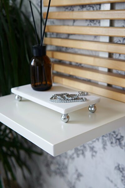 EVLE Beyaz Mermer Dikdörtgen Sunum Tabağı 20x10 cm | Takılık & Dekoratif Stand