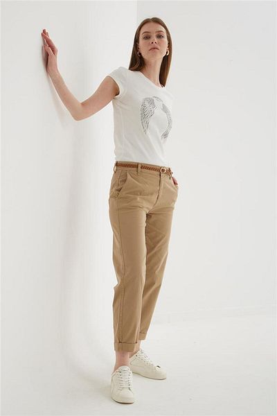 Fashion Friends Staple Detail Printed 100% Cotton T-Shirt Ecru