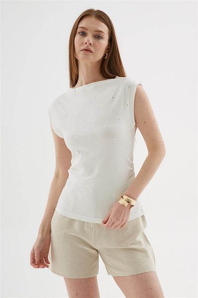 Fashion Friends Μπλούζα 100% Draped Stone - Λευκή