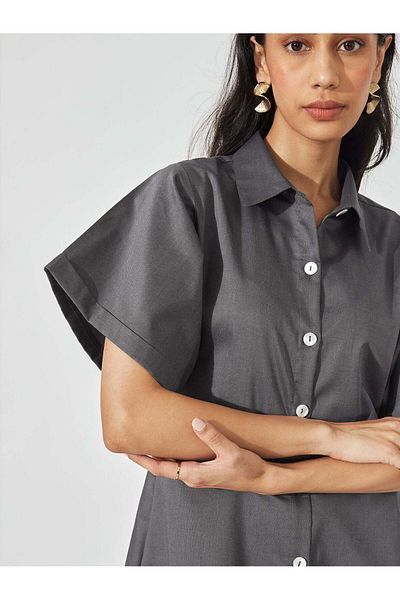 The Label Life Charcoal Skater Shirt Dress Chic & Flowy