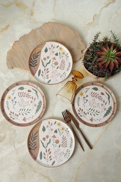 Keramika Nordic Plate for Pastry, 22 Cm, 4 Pcs 22876-77