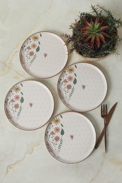 Keramika Nordic Pasta Plate 22 cm 4 Pieces Soft Bloom 22875