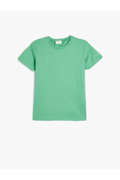 Koton Basic-T-Shirt aus Baumwolle mit kurzen Ärmeln und Rundhalsausschnitt