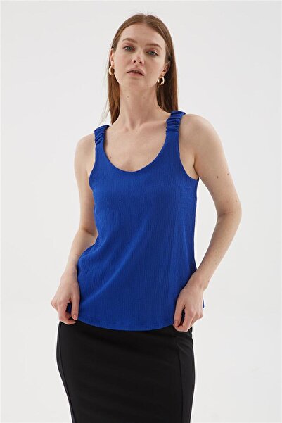 Fashion Friends Сакс Кольоровий V-подібний комір Блуза