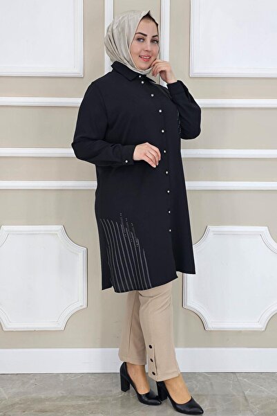 PYS KADIN TAŞ DETAYLI TESETTÜR GÖMLEK