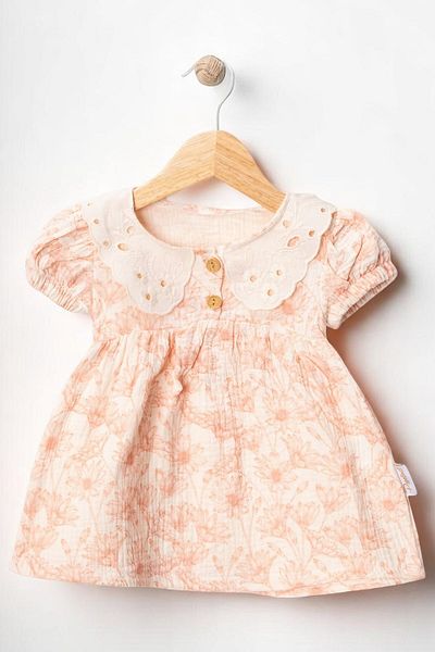 minuma Baby Girl Collared Buttoned Floral Patterned Dress 6-24 Months