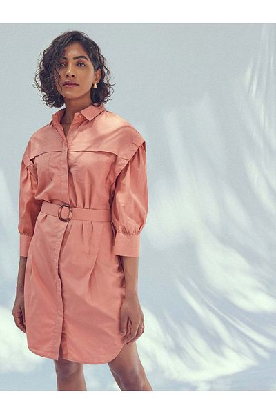 The Label Life Rust Voluminous Sleeves Dress Chic & Flowy