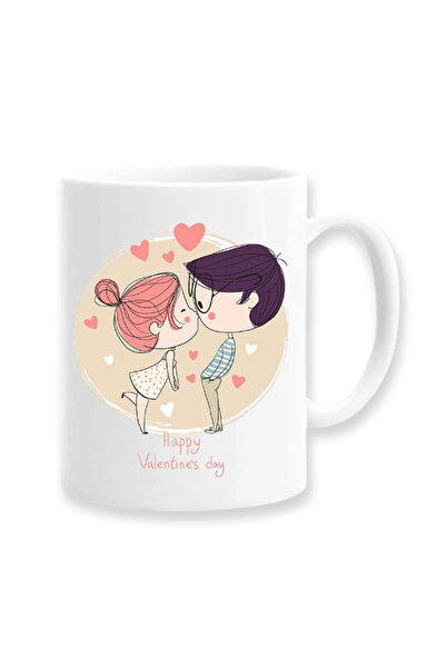 OEM Cană albă personalizată cu mesajul „La mulți ani de Ziua Îndrăgostiților”...