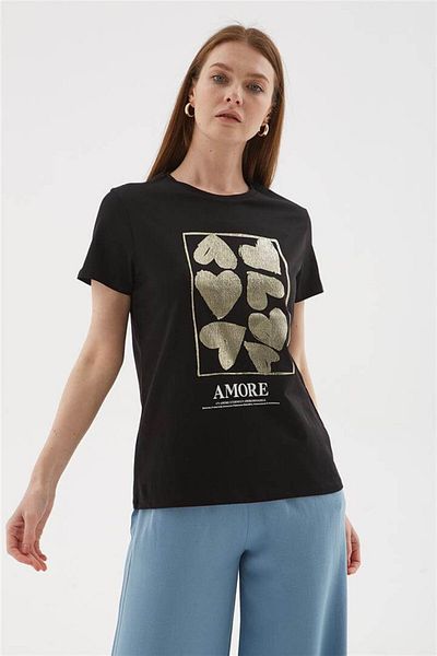 Fashion Friends 100% Cotton Printed Black T-Shirt