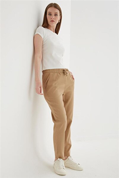 Fashion Friends Άνετο παντελόνι με φούντες σε μπεζ χρώμα