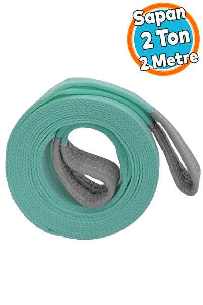 NZB Yük Kaldırma Sapan Polyester Spanzet 2 Ton 2 Metre Turkuaz Sağlam Taşıma İndirme Araç Çekme Halat