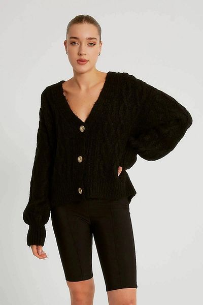 Robin Black Knitted Sweater Cardigan