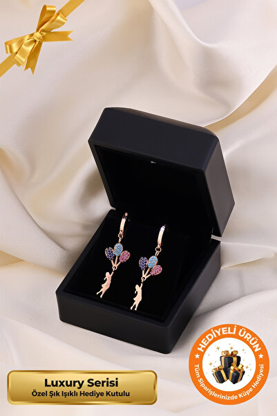 Lucente Jewellery Luxury Serisi Işıklı Hediye Kutulu Balonlu Kız 925 Ayar Ros...