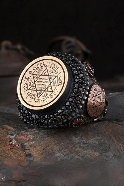 Diriliş Takı Mikro Zirkon Taşlı Hz. Süleyman Mührü Gümüş Yüzük