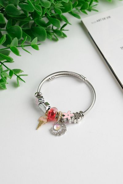 Jack Ferrero Steel Color Throw Clamp Figure Bracelet (Figures Are Mixed)