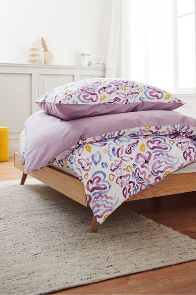 Tchibo Allover Printed Duvet Set 135 x 200 cm, White Combo