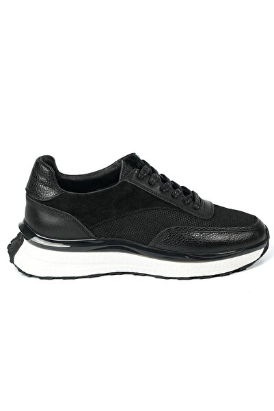TETRİ George Model Hakiki Deri El Yapımı Erkek Siyah Sneaker