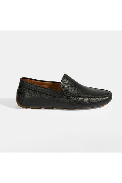 Desa Men's Black Slip-On Leather Loafer