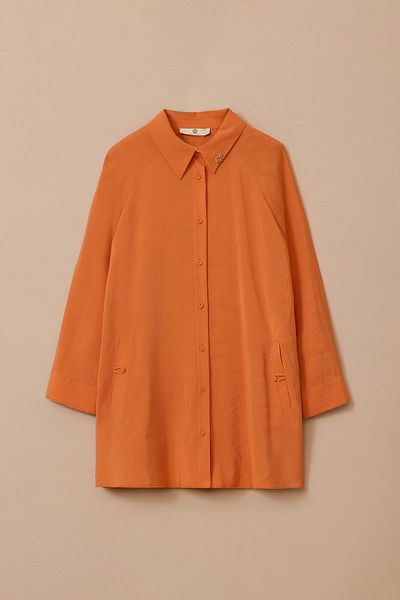 SEÇİL Orange Accessory Outfit Collar Buttoned Tunic