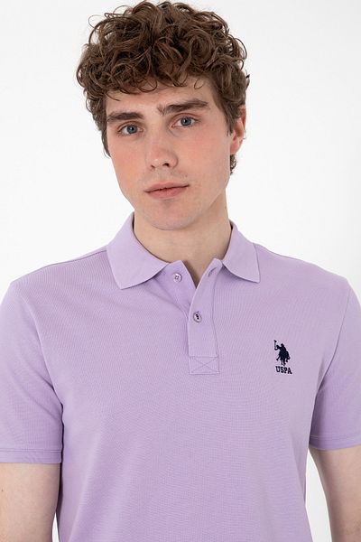 U.S. Polo Assn. Men's Slim Fit Polo Neck Lilac Basic T-Shirt 50307699 -Vr034