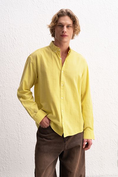 GIESTO Oversized Draped Light Linen Shirt