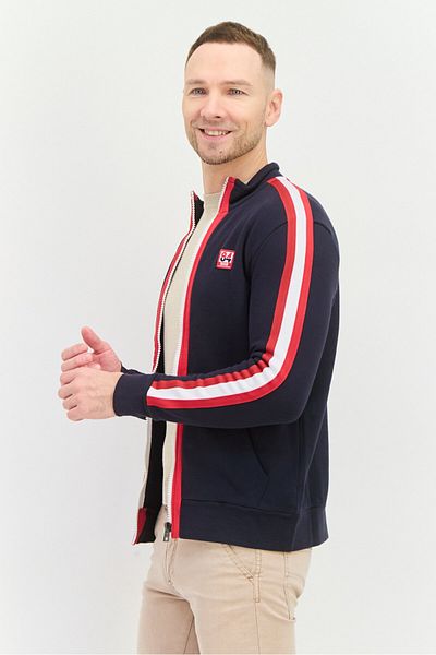 GAS Men High Neck Long Sleeve Embroidered Logo Sweatshirt, Navy