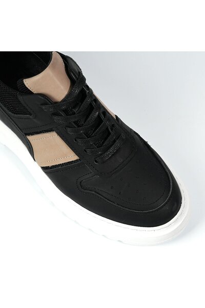 TETRİ Strauss Model Hakiki Deri El Yapımı Erkek Siyah Sneaker