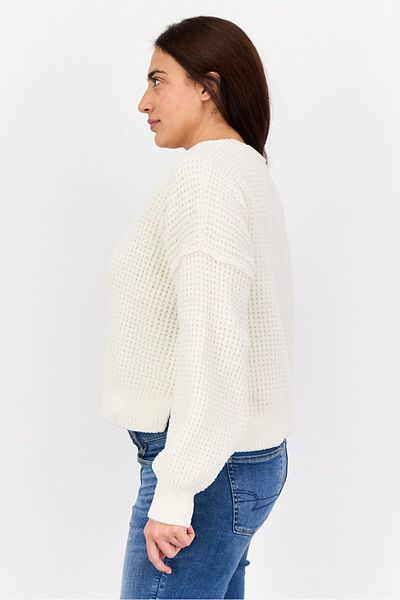 PİNK ROSE Women Crew Neck Knitted Sweater, White