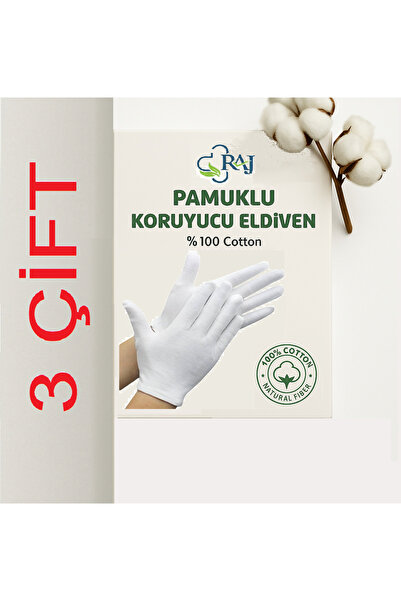 RAJ Egzama Eldiveni - Pamuklu Koruyucu Eldiveni 3 Çift