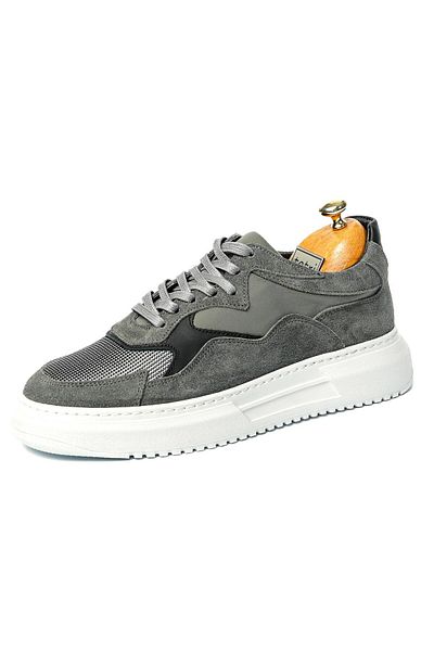 TETRİ Men's Gray Sneakers - Guernica Model, Genuine Leather, Handmade