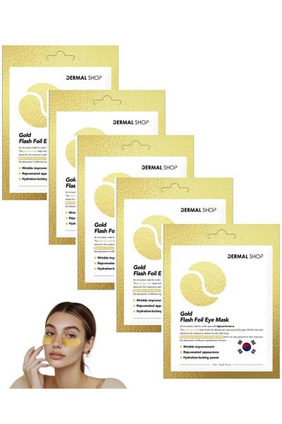 Dermal 3 Layer Gold Gold Flash Foil Paper Eye Mask Against Under-Eye Bags 4 Gr 5 Pieces