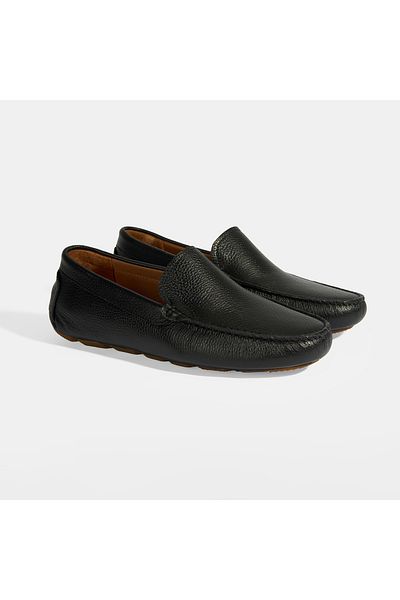 Desa Men's Black Slip-On Leather Loafer