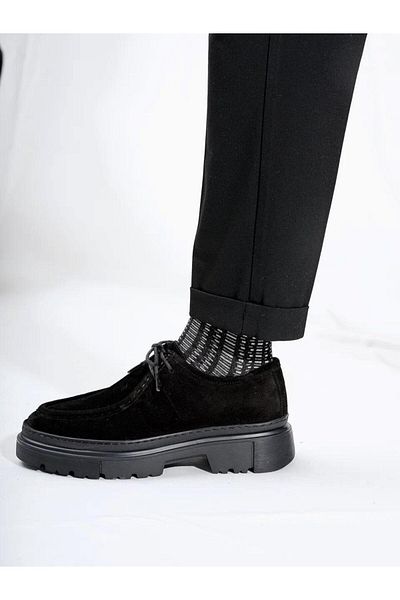 TETRİ Alviso Longo Model Genuine Leather Handmade Men's Black Suede Casual Shoes