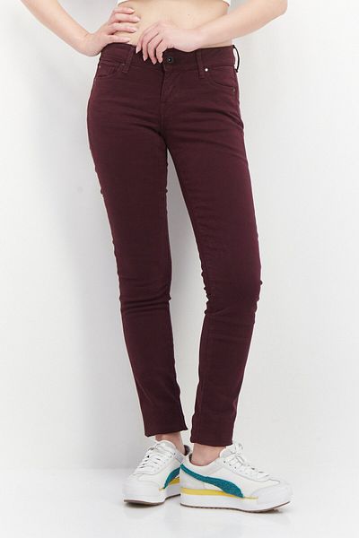Pepe Jeans Women Skinny Fit Solid Chino Pant, Maroon