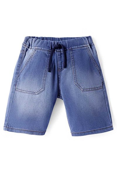 Pine kids شورت باين كيدز منسوج بطول الركبة - أزرق متوسط