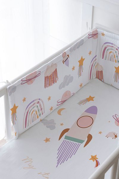 Tuğba Kuğu Baby Head - Sleeping Set with Protector and Printed Sheets, Vintage Space Iconic Series