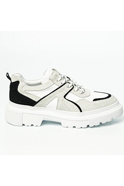 TETRİ Grayton Model Men's - Genuine Leather, Thick Sole White Casual Shoes