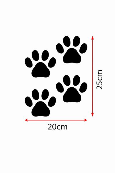 New Jargon Paw Sticker 4 Pieces, Car, Auto Sticker Black 4 Pieces 7 X 7 Cm