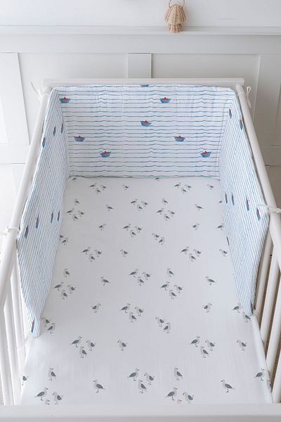 Tuğba Kuğu Baby Bedside Protector and Printed Sheet Sleeping Set - Iconic Series - Bird Sailor