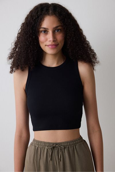 Penti Basic Crop Schwarzes Top
