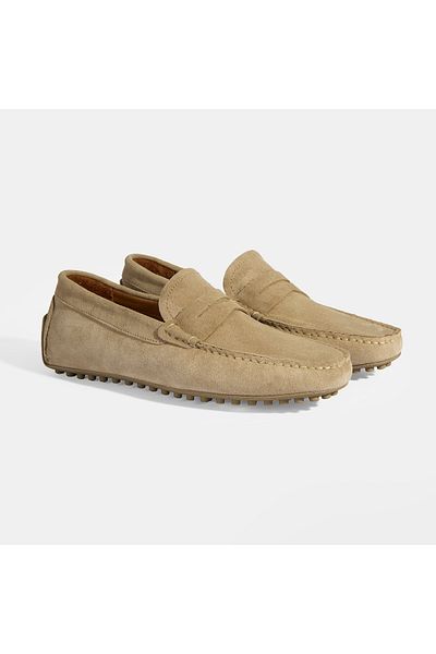 Desa Men's Beige Slip-On Suede Loafer