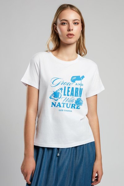 Lee Cooper Grow Women's 100% Cotton O-Neck T-Shirt White