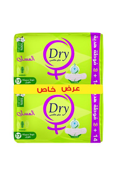 DRY Dry Maxi Musk Thick Sanitary Pads for Menstruation - 28 6 Pads Free - Long Size - Value Pack
