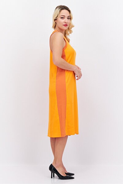 Esprit Women Textured Midi Dress, Orange