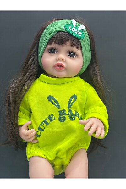 happystoretr Gerçekçi yeni doğmuş emaye bebek 55 cm simüle bebek kız bebek için elbiseli yumuşak silikon bebek