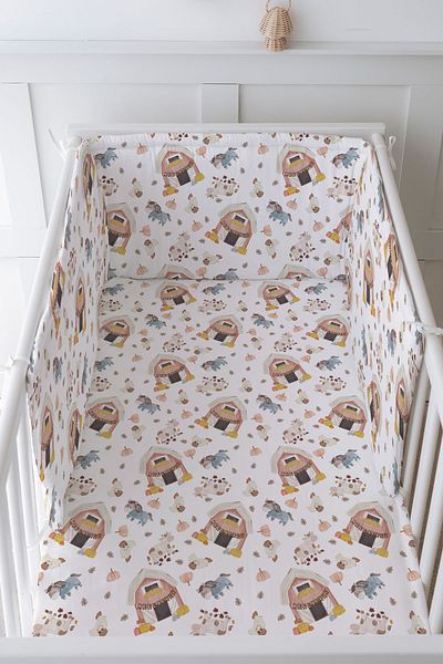 Tuğba Kuğu Baby Bedside Protector and Printed Sheet Sleeping Set - İconic Series - Cute Farm