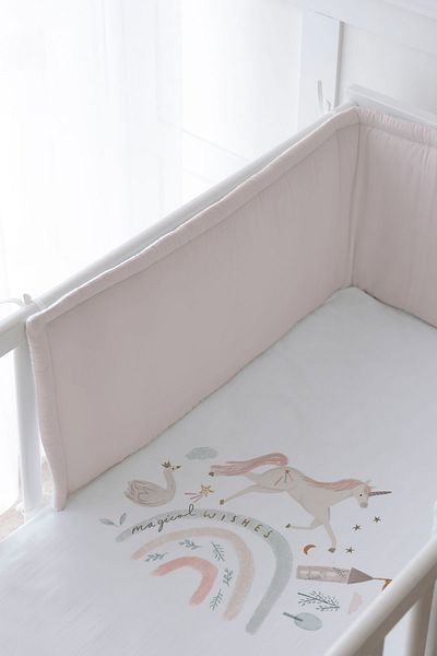 Tuğba Kuğu Baby Bedside Protector and Printed Sheet Sleeping Set - Royal Series - Magical Unicorn
