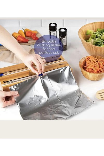 Kuka Bamboo Wall Mountable Cling Film and Foil Cutter 2 Pack 33X15
